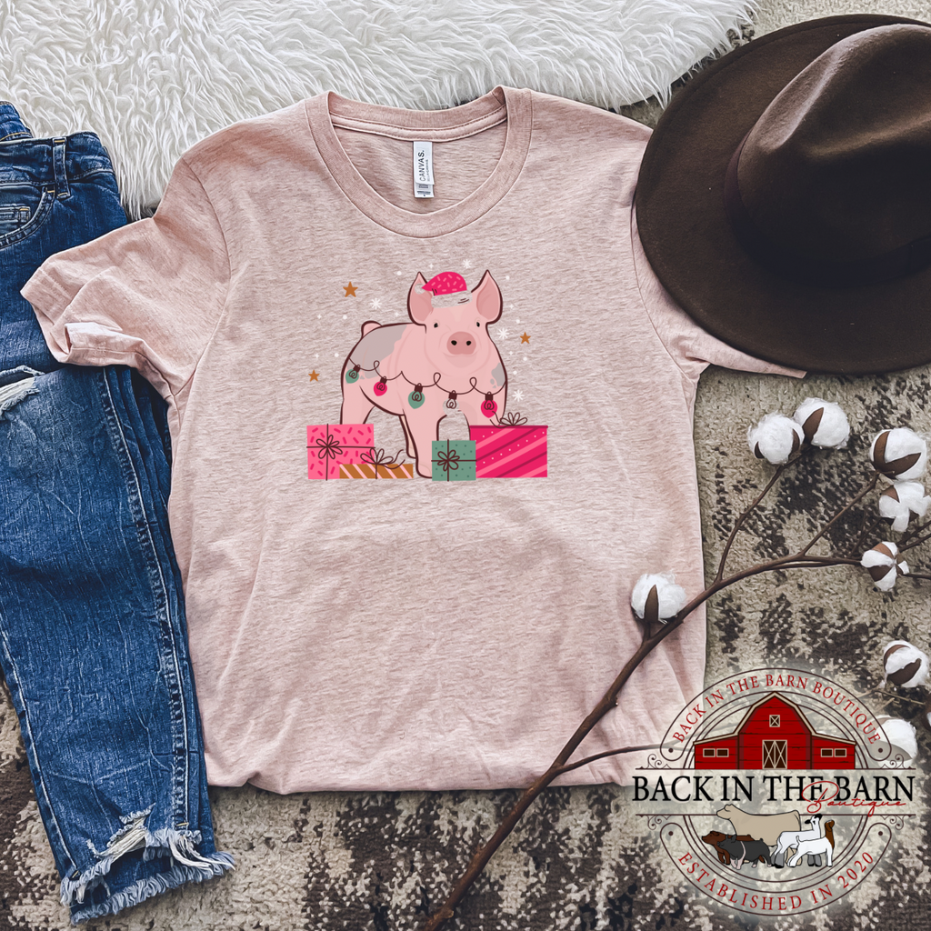 Pink Christmas Pig Shirt