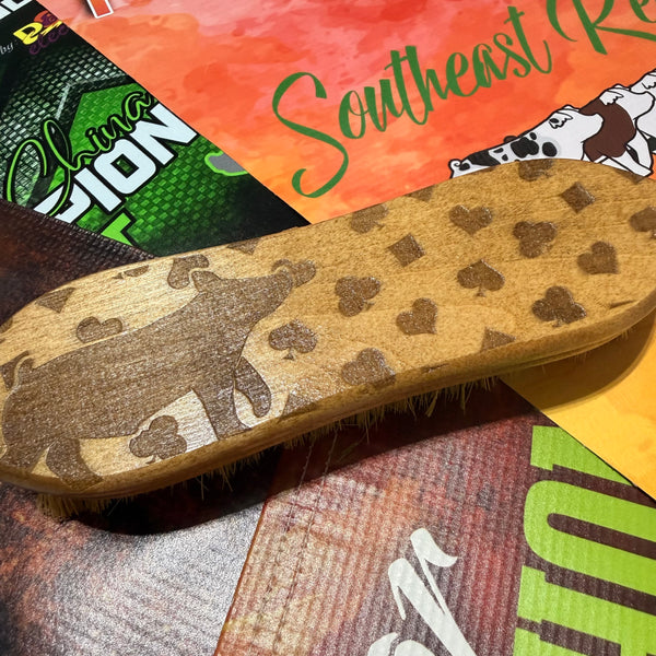 Deck of Cards Show Pig Carved Brush