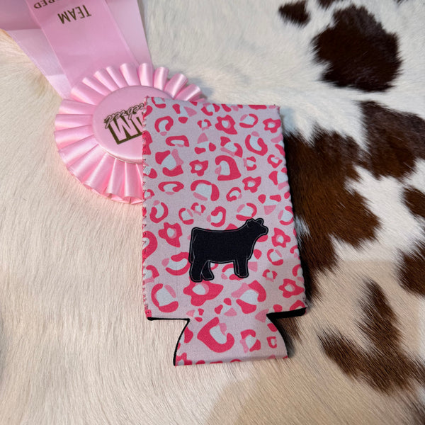 Pink Cheetah Livestock Slim Koozie