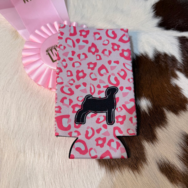 Pink Cheetah Livestock Slim Koozie