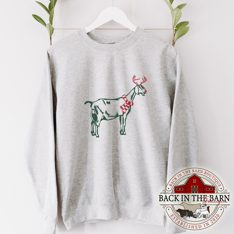 Christmas Scarf Dairy Goat Crewneck