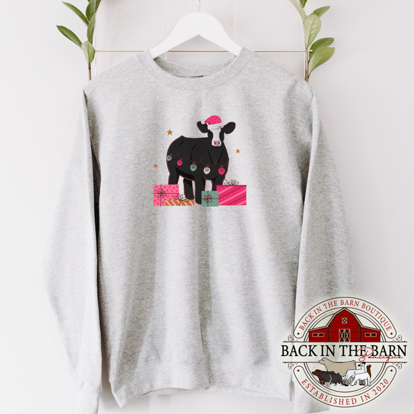 Pink Christmas Cattle Crewneck