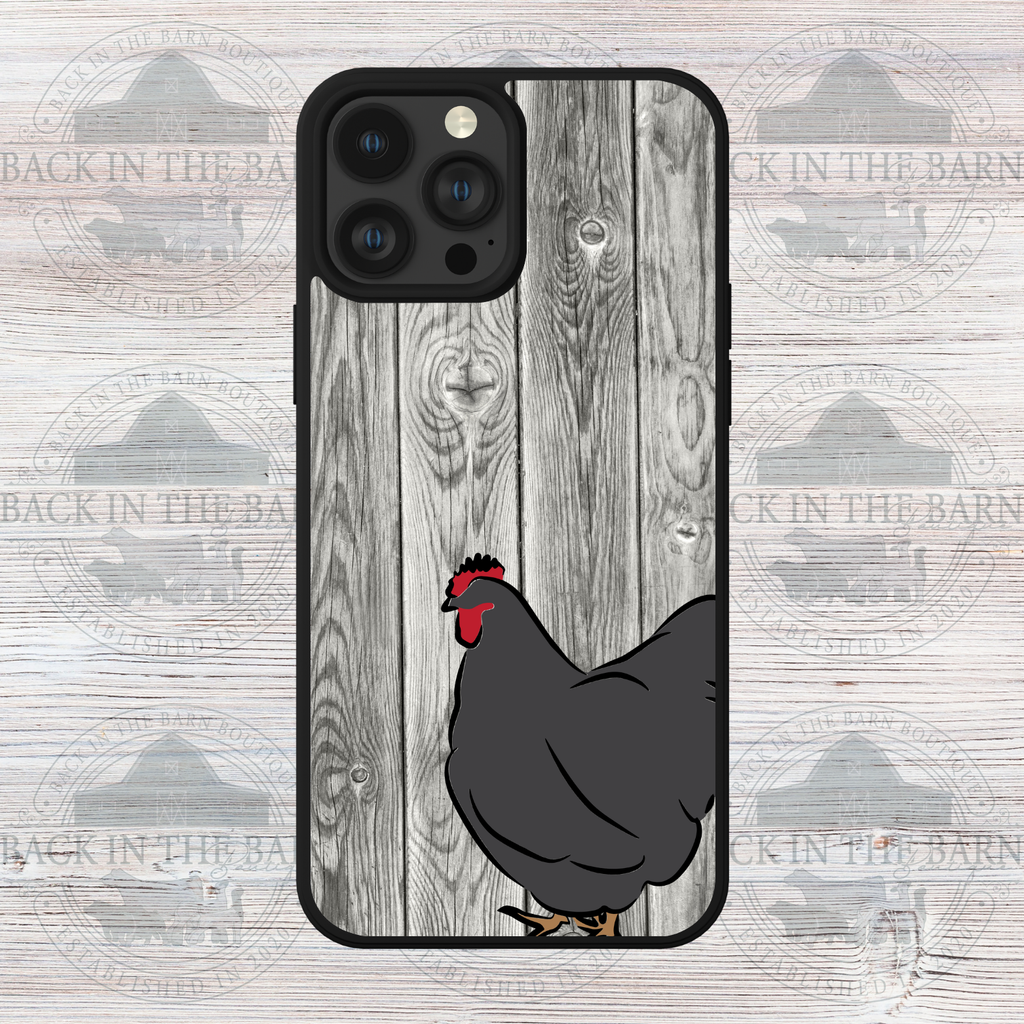 Gray Woodgrain Chicken Phone Case