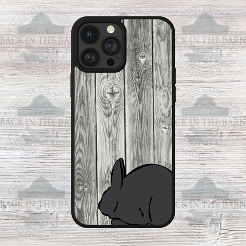 Gray Woodgrain Rabbit Phone Case