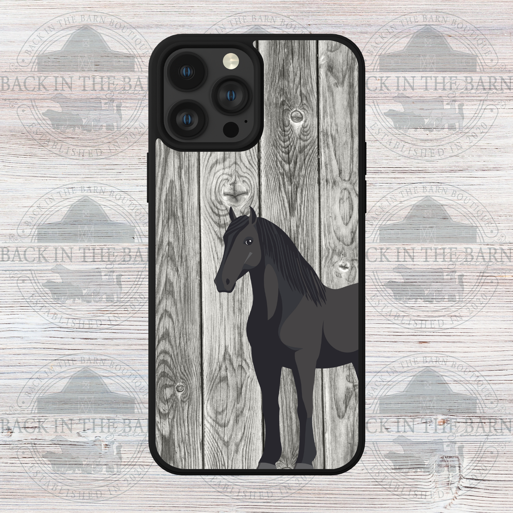 Gray Woodgrain Horse Phone Case