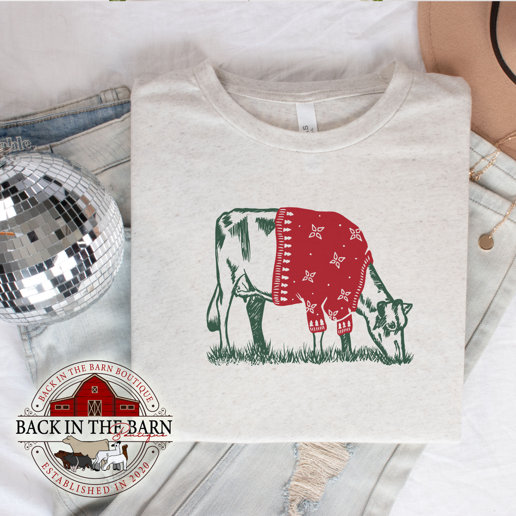 Christmas Sweater Dairy Cattle Shirt