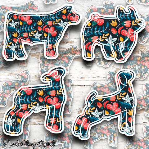 Dark Floral Livestock Stickers