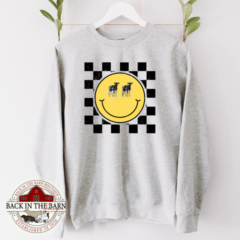 Smiley Dairy Cattle Crewneck