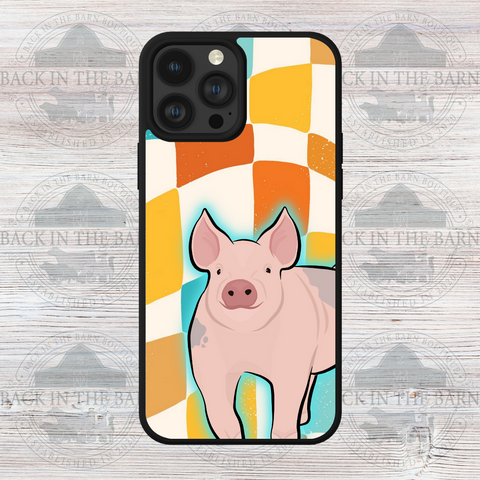 Sunset Checkered Pig Phone Case