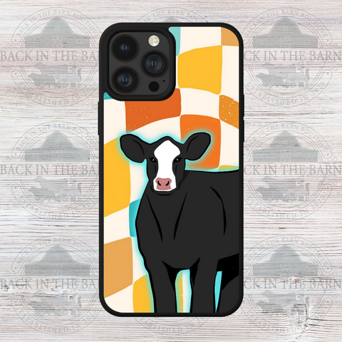Sunset Checkered Cow Phone Case