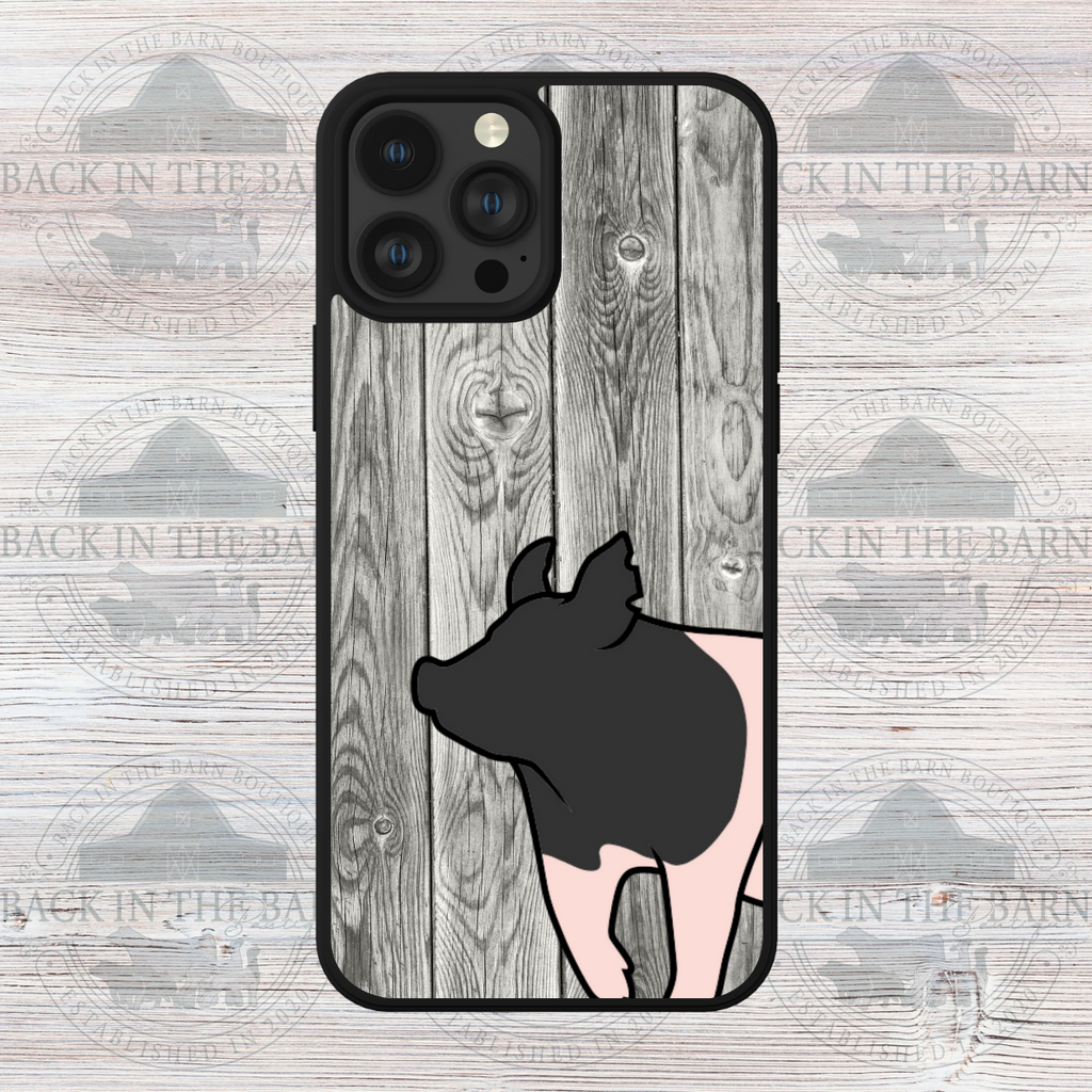 Gray Woodgrain Pig Phone Case