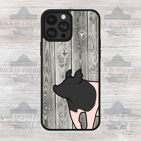 Gray Woodgrain Pig Phone Case