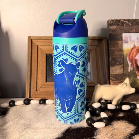 Blue Floral Sip Top Cattle Tumbler