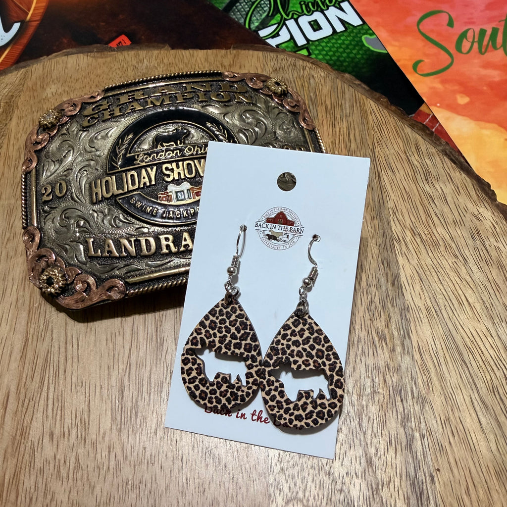 Cheetah Pig Teardrop Earrings