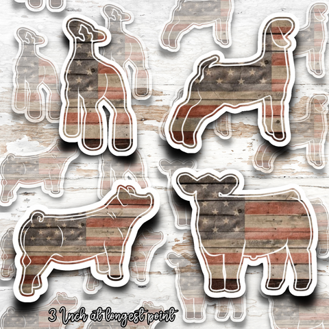 American Flag Livestock Sticker