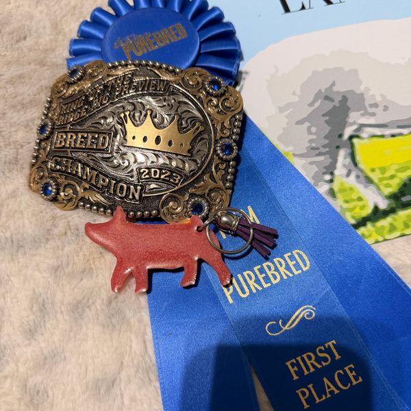 Epoxy Pig Keychain