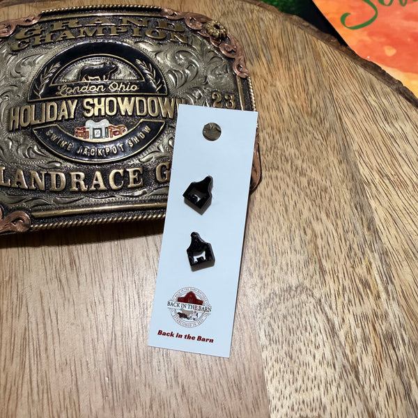 Ear Tag Cattle Wooden Stud Earrings