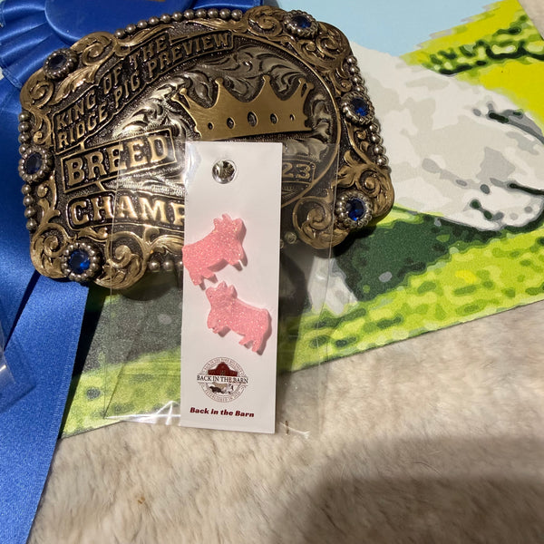 Resin Pig Stud Earrings