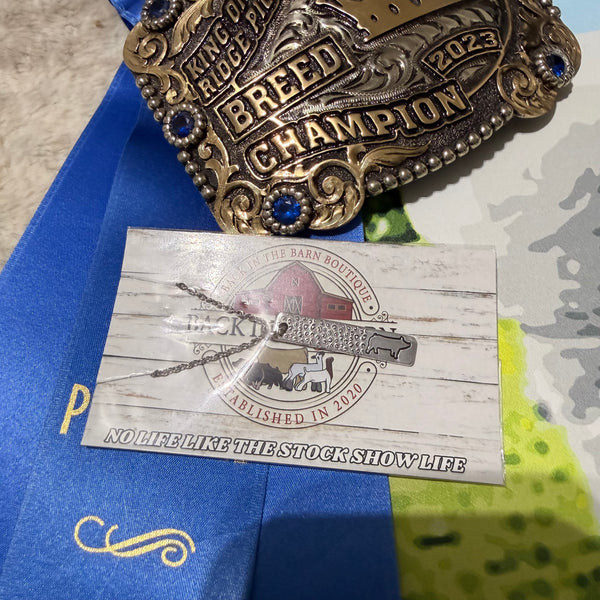 Stamped Pig Bar Necklace