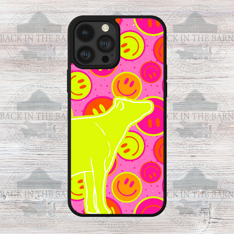 Neon Smiley Dairy Cattle Phone Case
