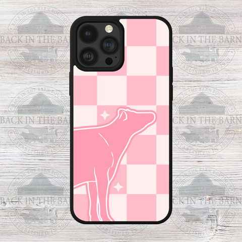 Pink Checkered Dairy Cattle Phone Case