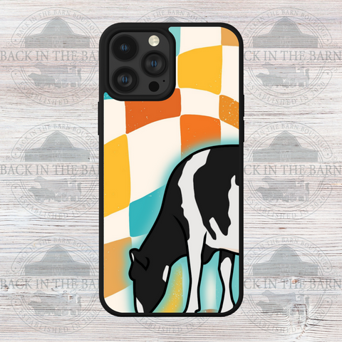 Sunset Checkered Dairy Cattle Phone Case