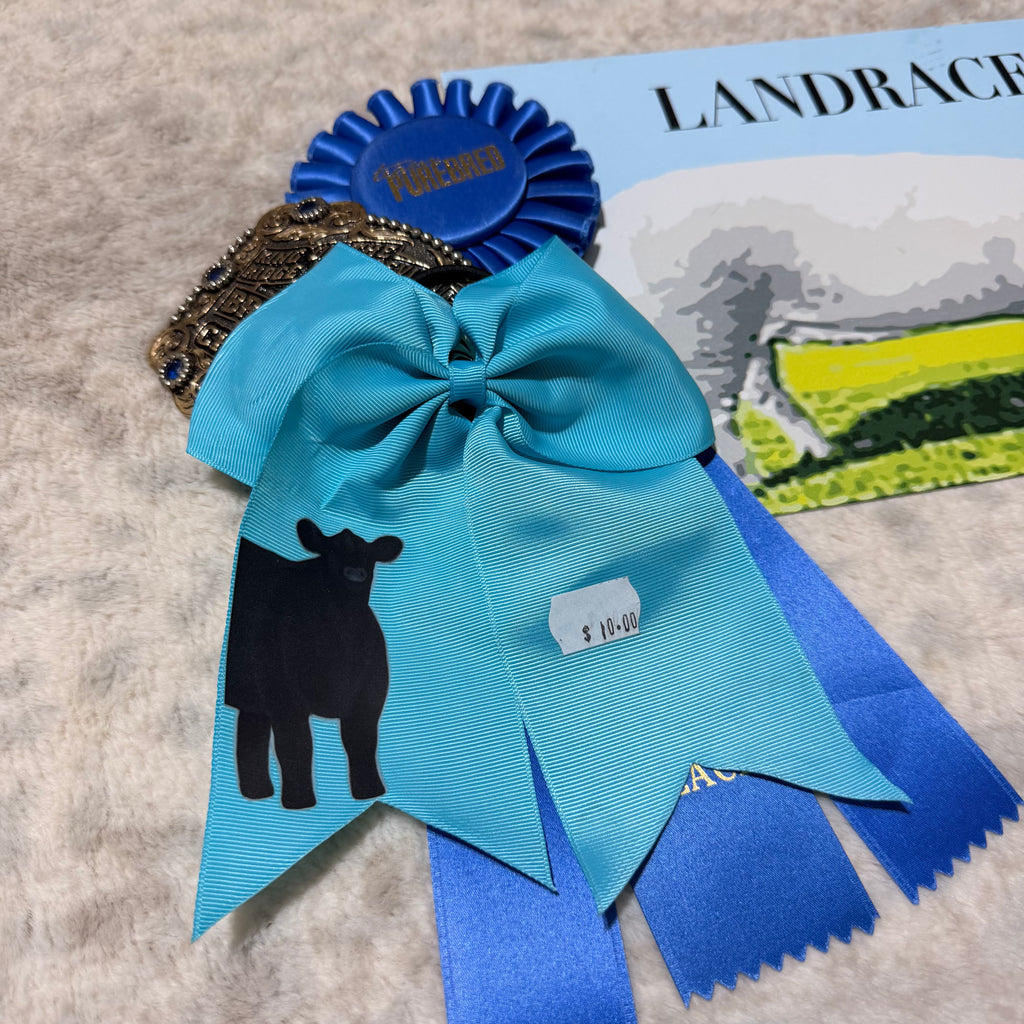 Sky Blue With Black Cattle Bow (Style 2)