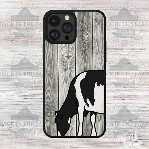 Gray Woodgrain Dairy Cattle Phone Case