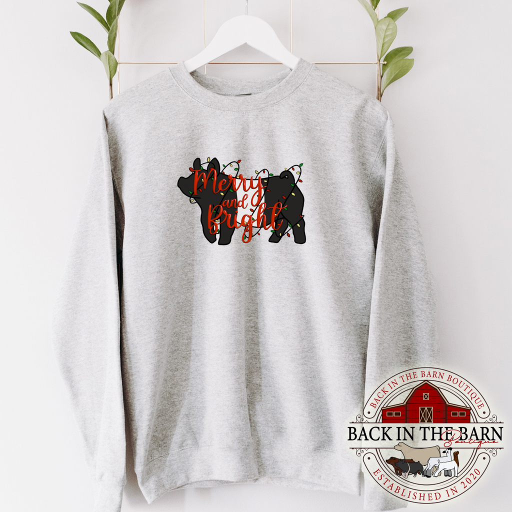 Merry and Bright Pig Crewneck