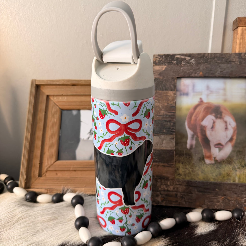 Strawberry Bow Sip Top Cattle Tumbler