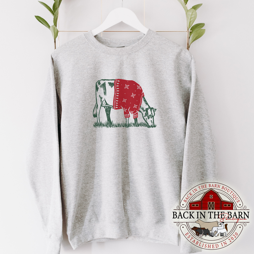 Christmas Sweater Dairy Cattle Crewneck