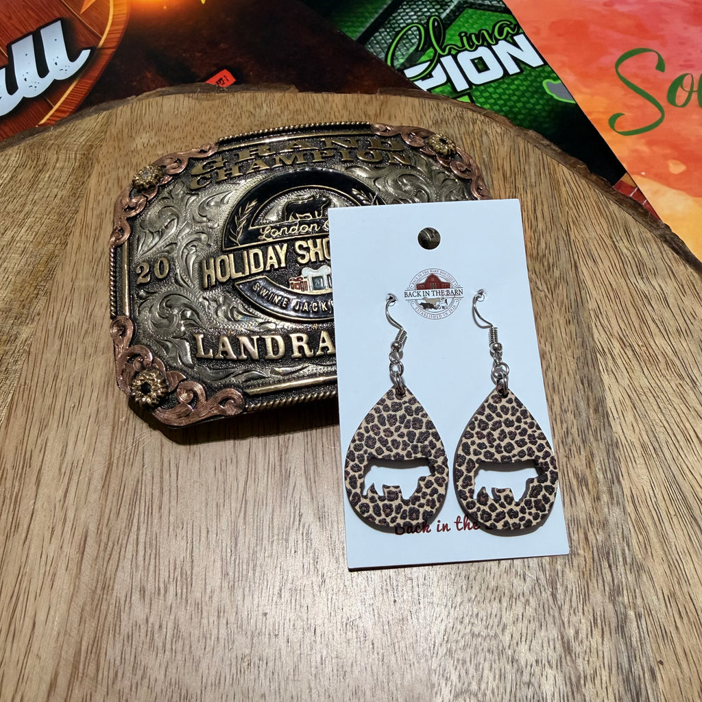Cheetah Floppy Ear Pig Teardrop Earrings