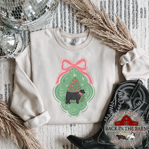 Tied With a Bow Christmas Cattle Crewneck