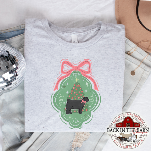 Tied With a Bow Christmas Cattle Shirt