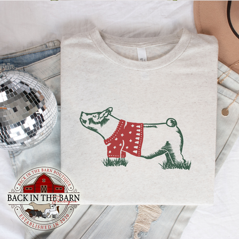 Christmas Sweater Pig Shirt