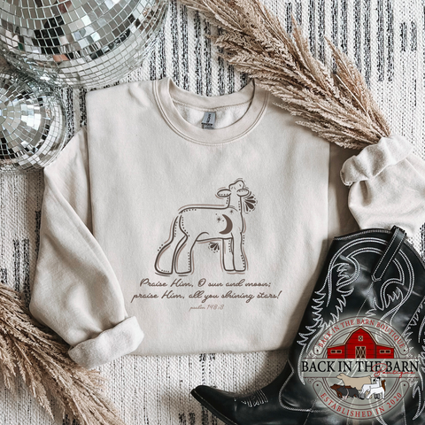 Shining Stars Psalm 148:3 Lamb Crewneck