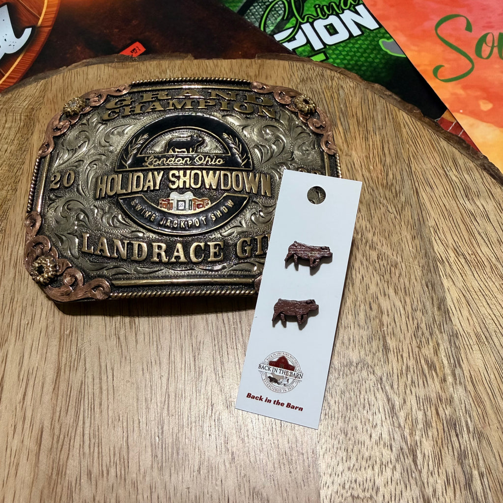 Duroc Pig Stud Earrings
