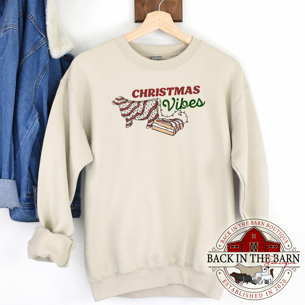 Christmas Vibes Cattle Cake Crewneck