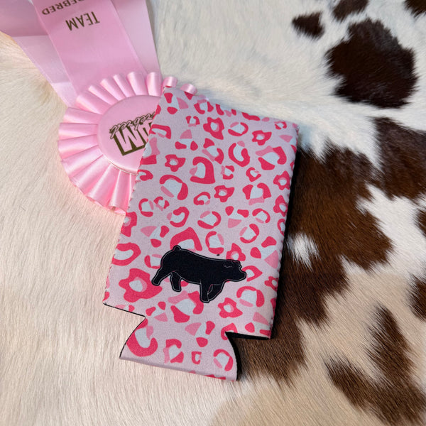 Pink Cheetah Livestock Slim Koozie