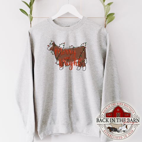 Merry and Bright Cattle Crewneck