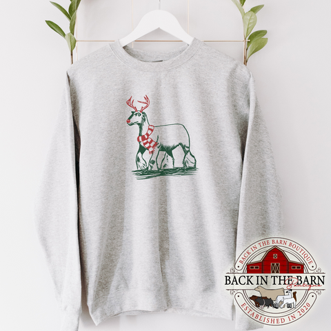 Christmas Scarf Lamb Crewneck