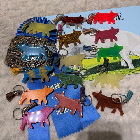 Epoxy Pig Keychain