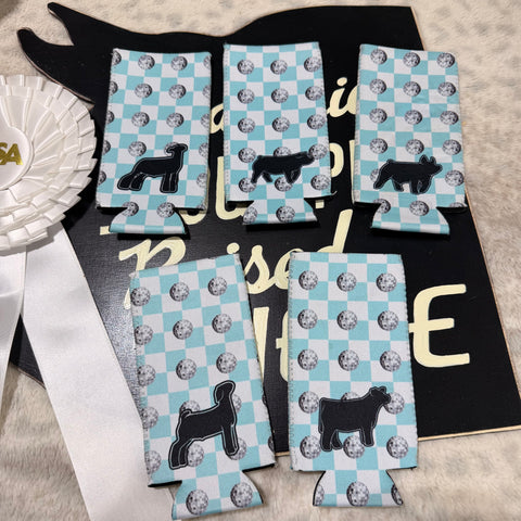 Disco Checkered Livestock Slim Koozie