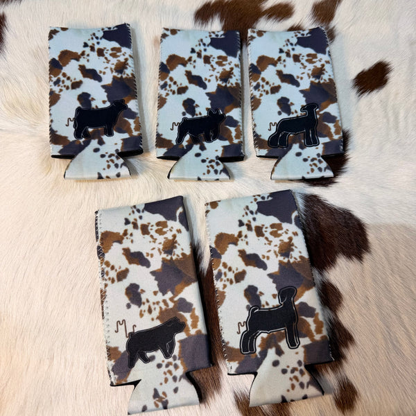 Cow Print Livestock Slim Koozie