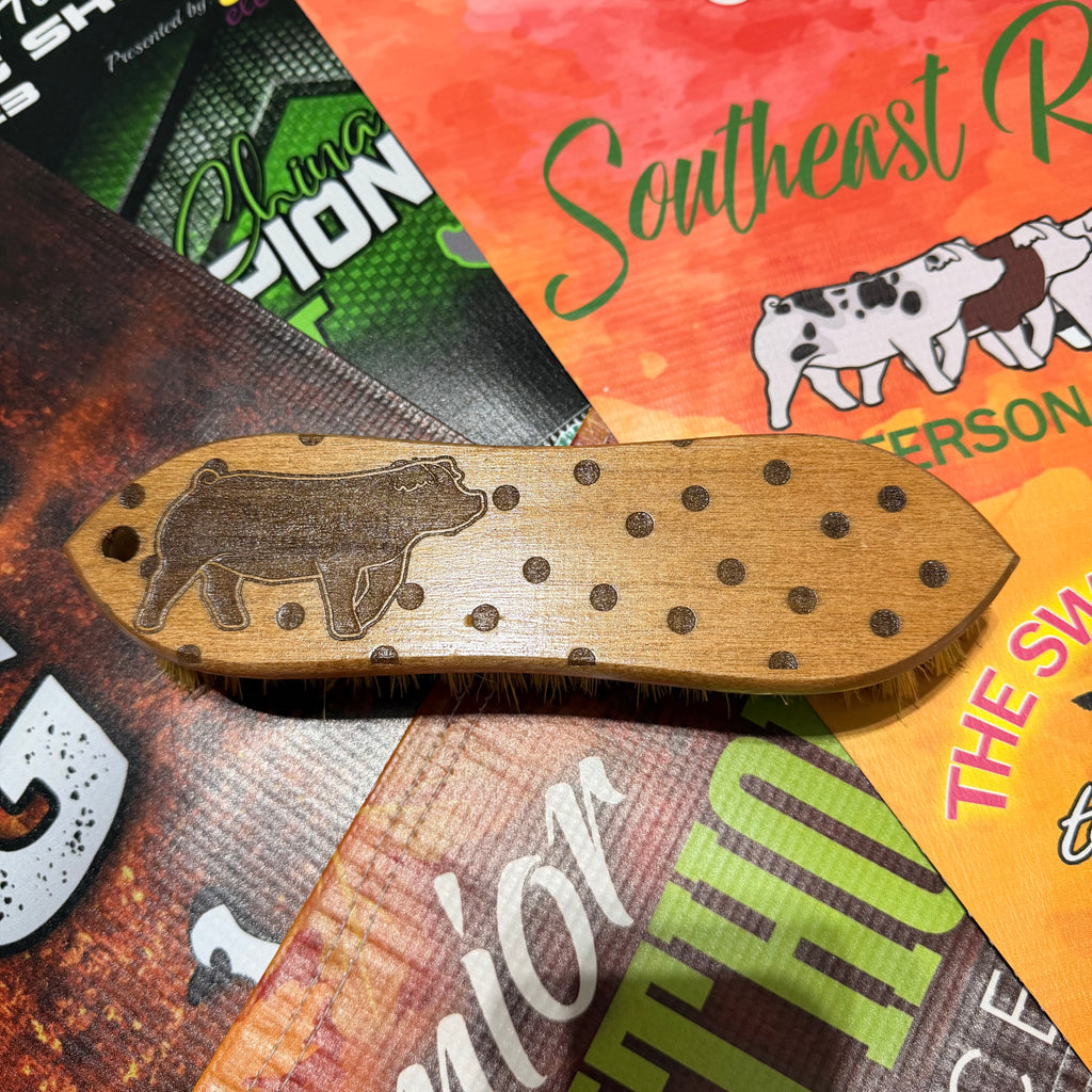 Polkadot Show Pig Carved Brush