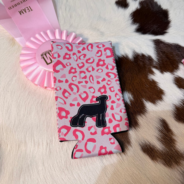 Pink Cheetah Livestock Slim Koozie