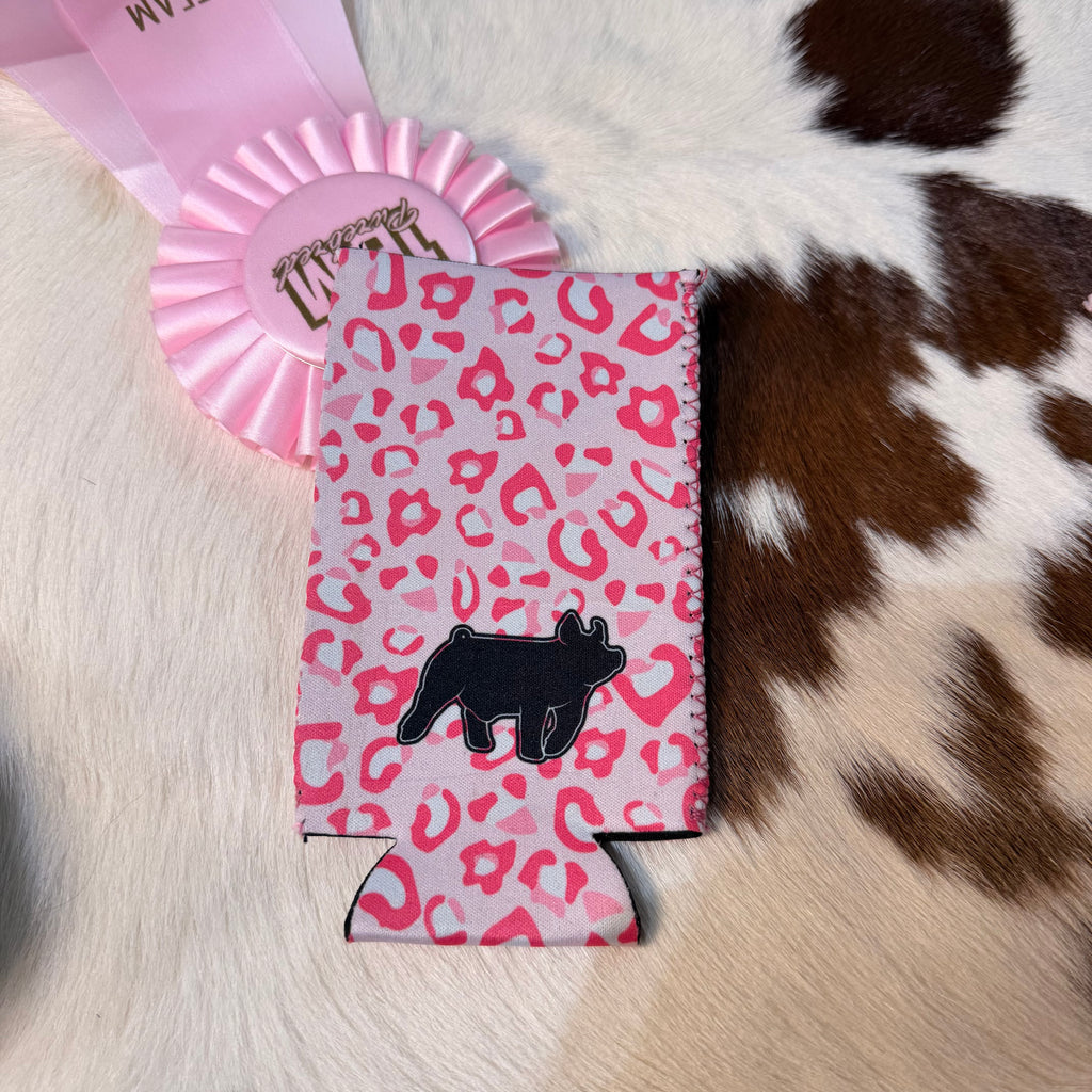 Pink Cheetah Livestock Slim Koozie