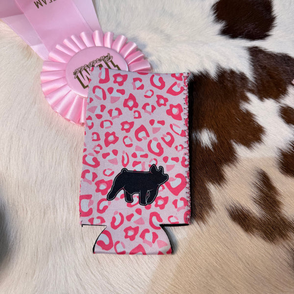 Pink Cheetah Livestock Slim Koozie