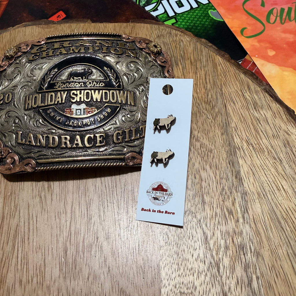 Blue Butt Pig Stud Earrings