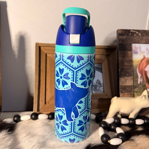 Blue Floral Sip Top Pig Tumbler